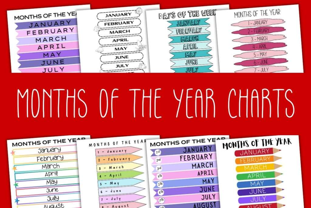 months of the year charts