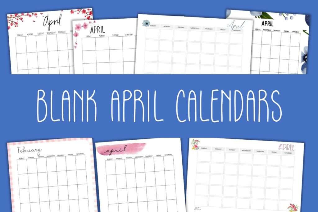 blank april calendars