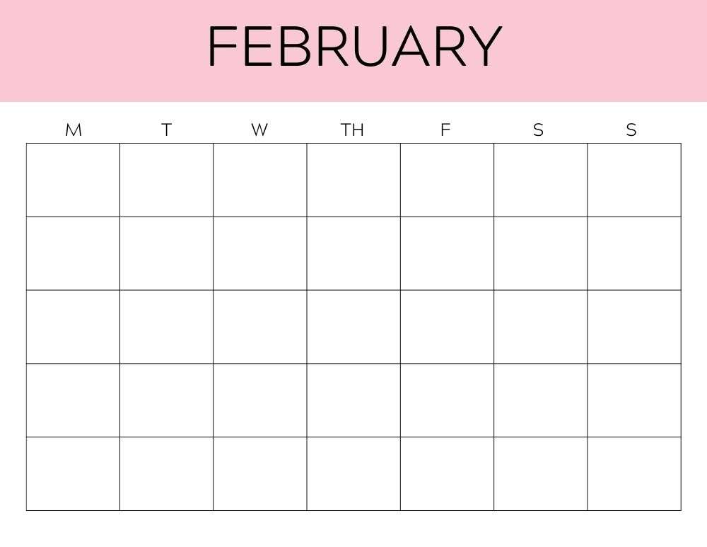 printable blank february calendar,  PDF, Free Printable