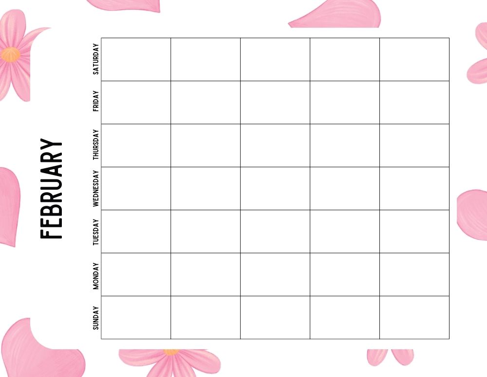 printable blank february calendar,  PDF, Free Printable