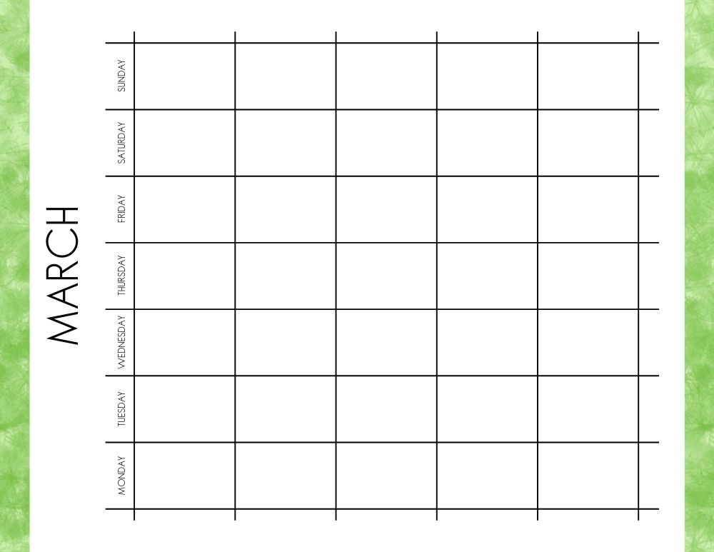 printable blank march calendar