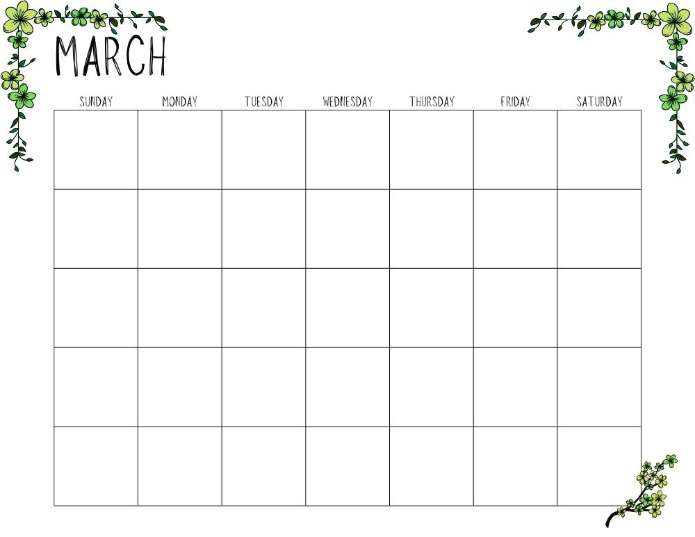 printable blank march calendar