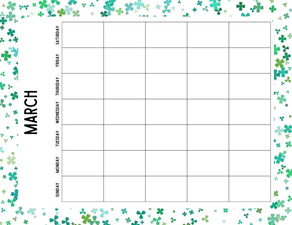 printable blank march calendar