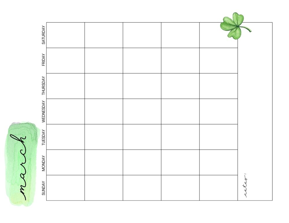 printable blank march calendar