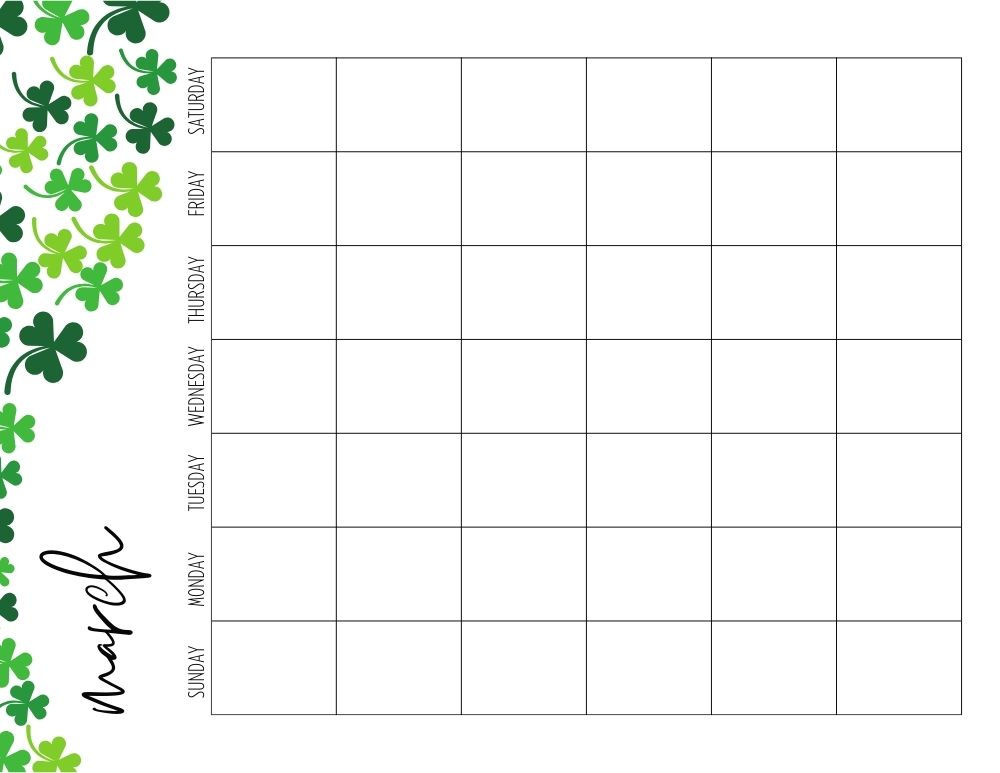 printable blank march calendar