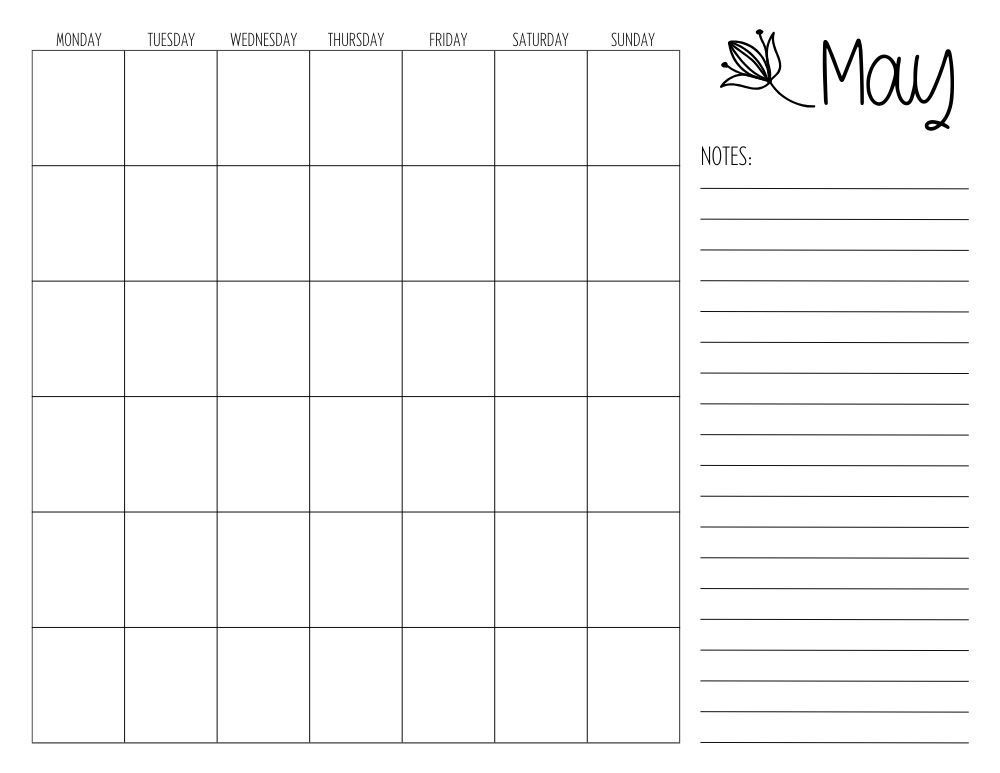 printable blank may calendar,  PDF, Free Printable