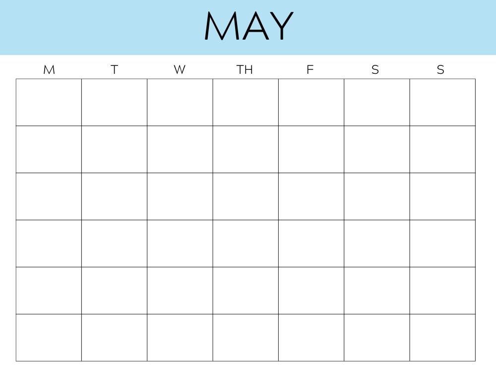 printable blank may calendar,  PDF, Free Printable