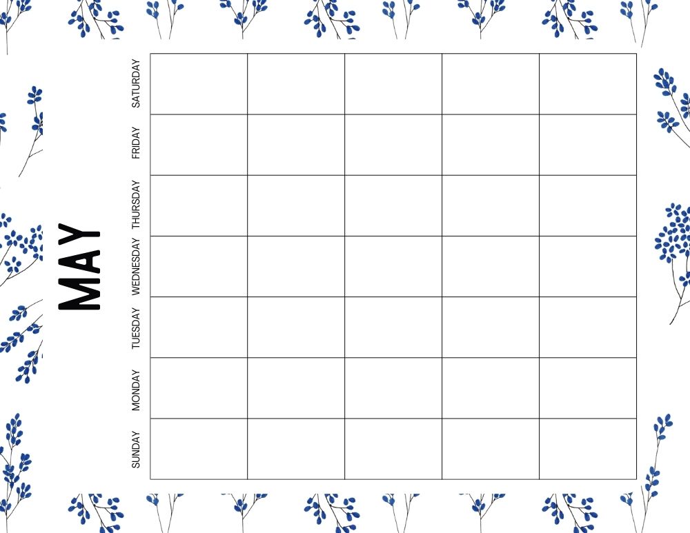 printable blank may calendar,  PDF, Free Printable