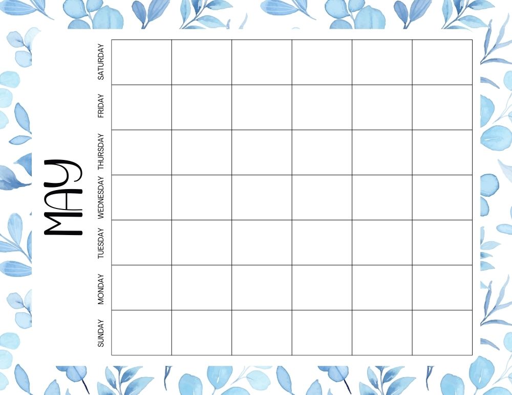 printable blank may calendar,  PDF, Free Printable