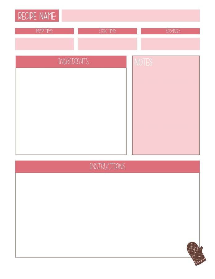 printable blank recipe card template, PDF, Free