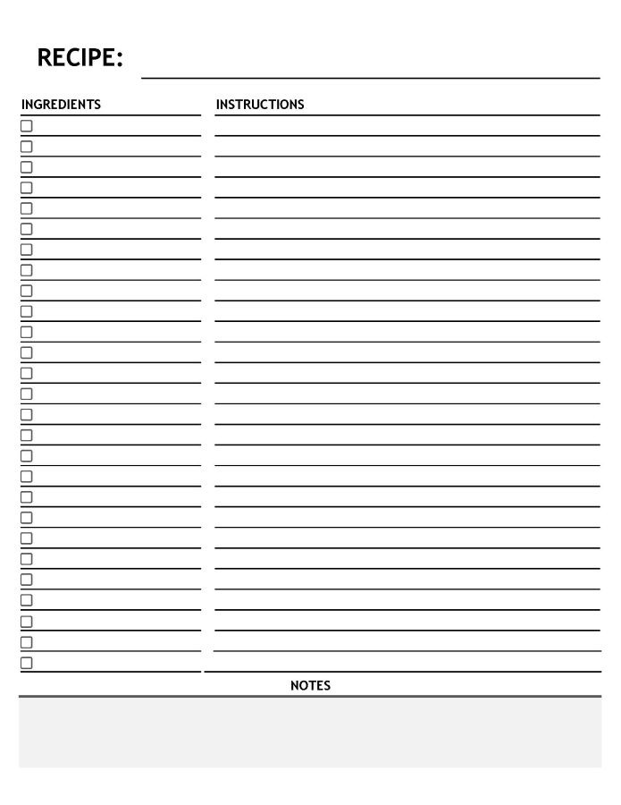 printable blank recipe card template, PDF, Free