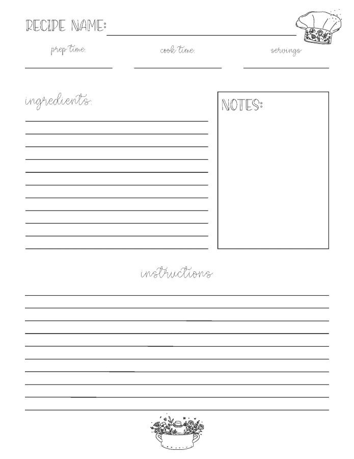 printable blank recipe card template, PDF, Free