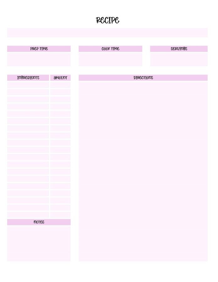 printable blank recipe card template, PDF, Free