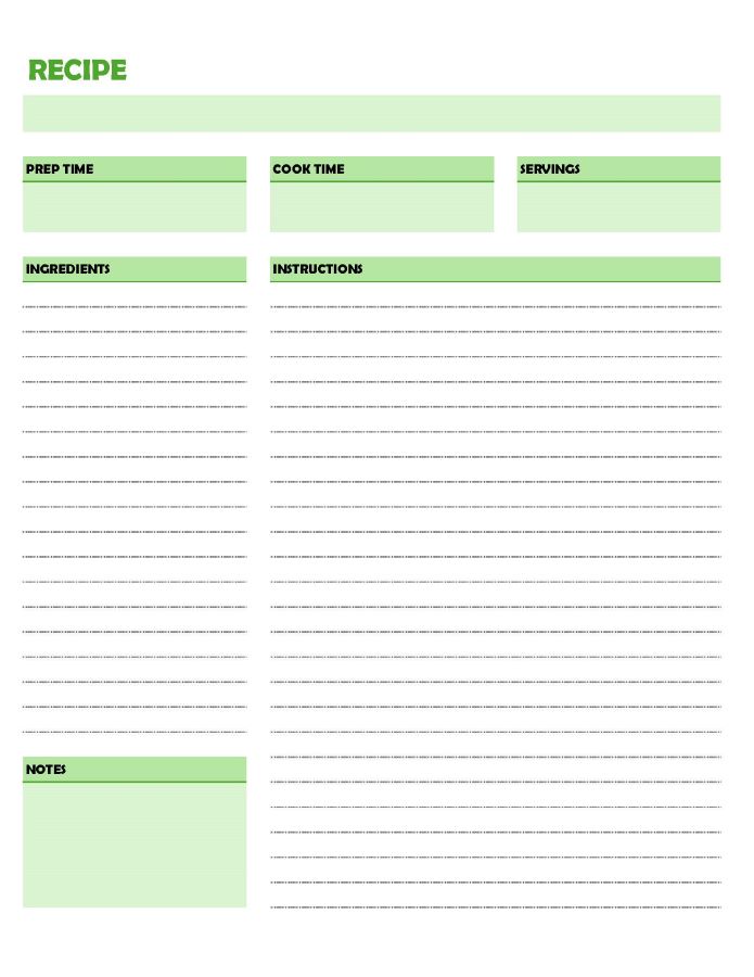 printable blank recipe card template, PDF, Free