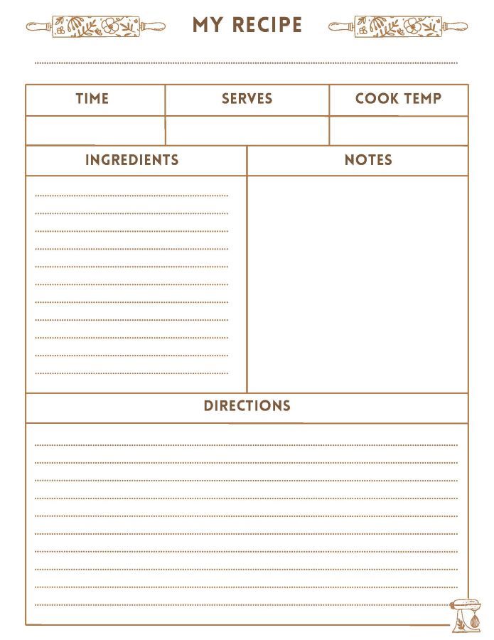 printable blank recipe card template, PDF, Free