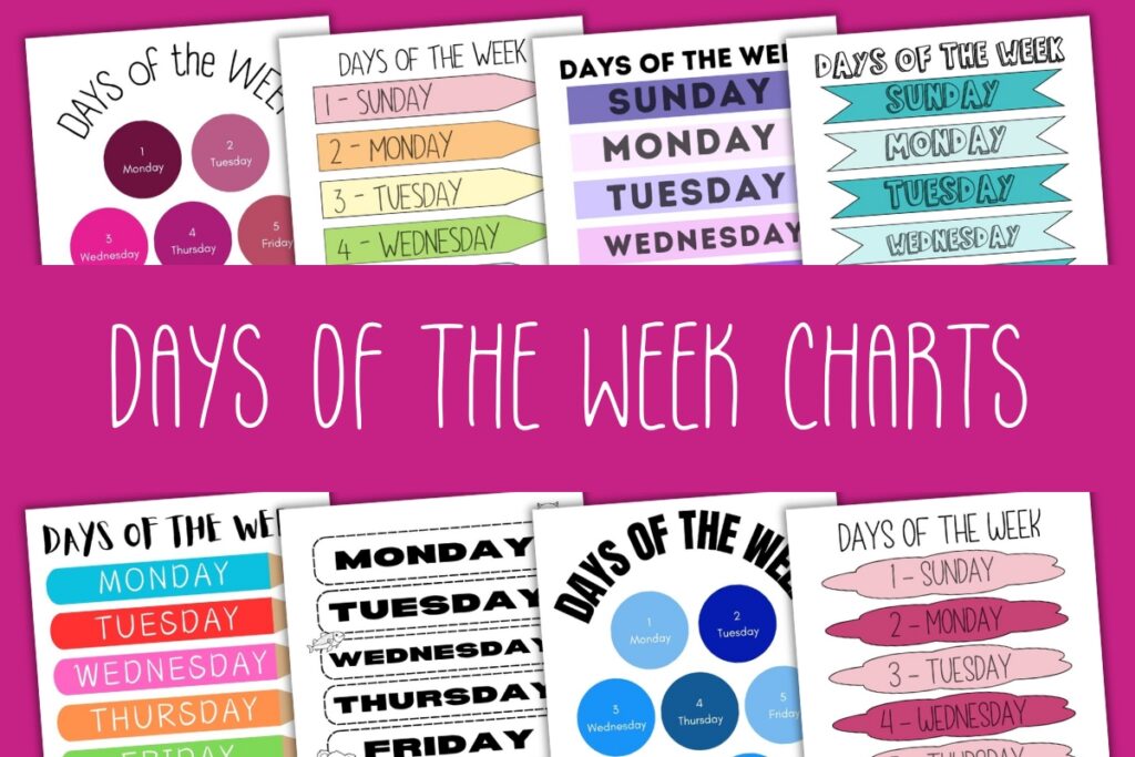 printable days of the week charts