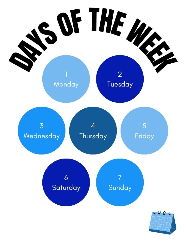 printable days of the week charts,  PDF, Free Printable