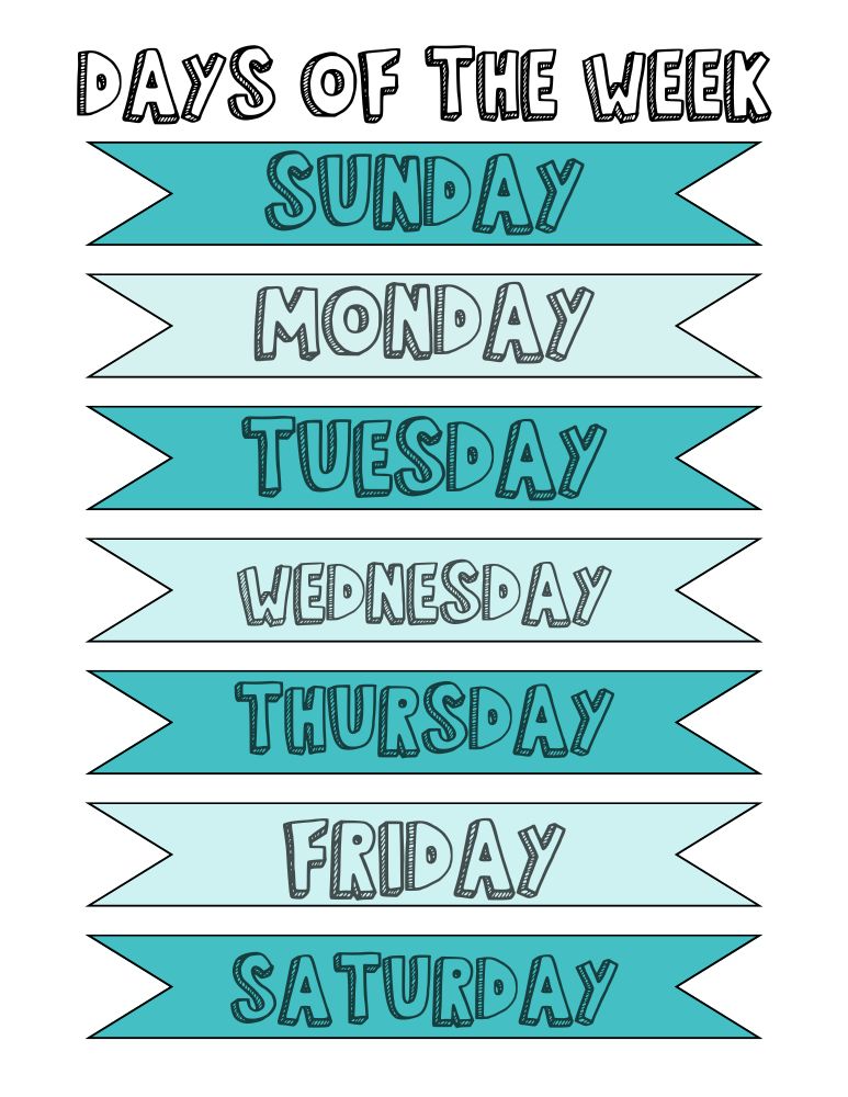 printable days of the week charts,  PDF, Free Printable