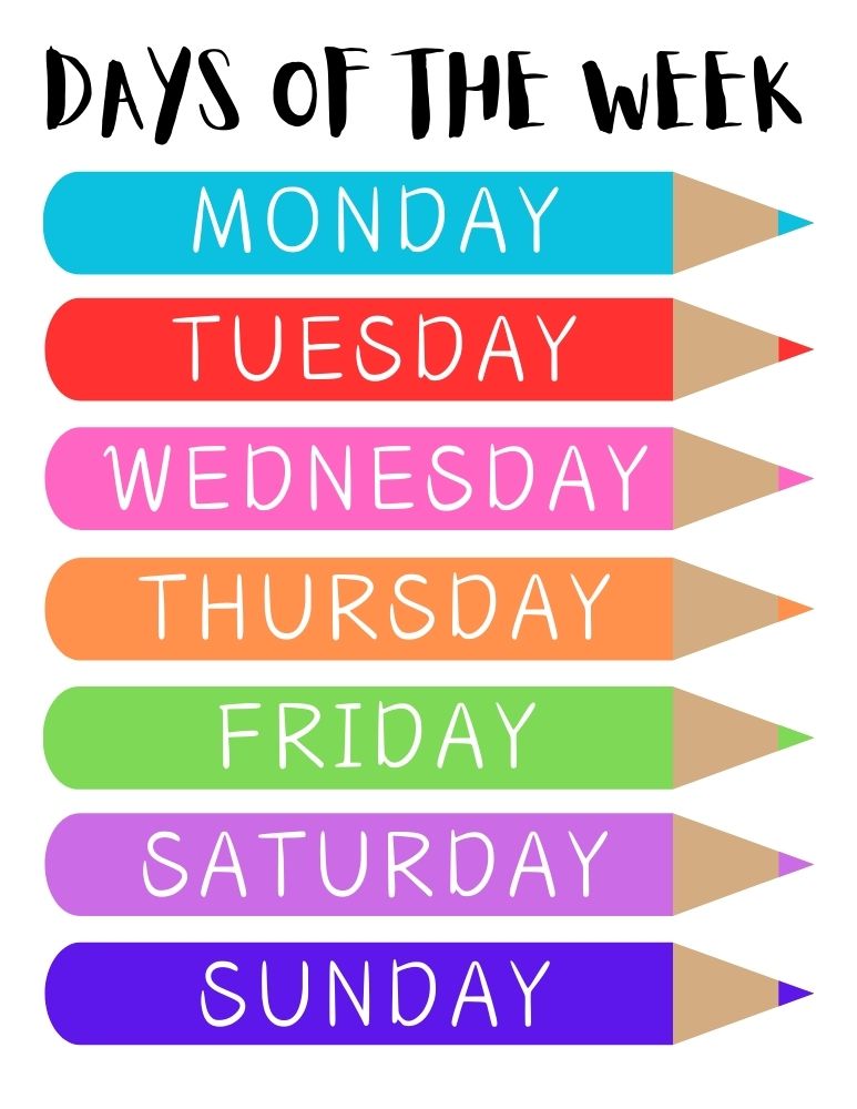 printable days of the week charts,  PDF, Free Printable