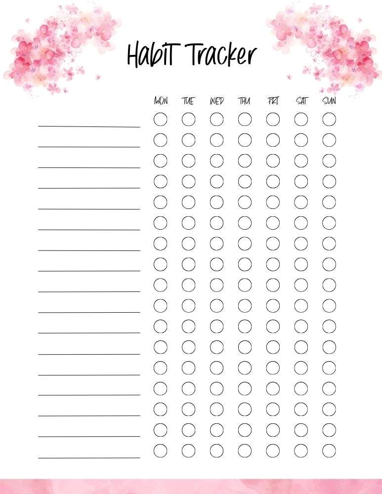 printable habit tracker,  PDF, Free Printable