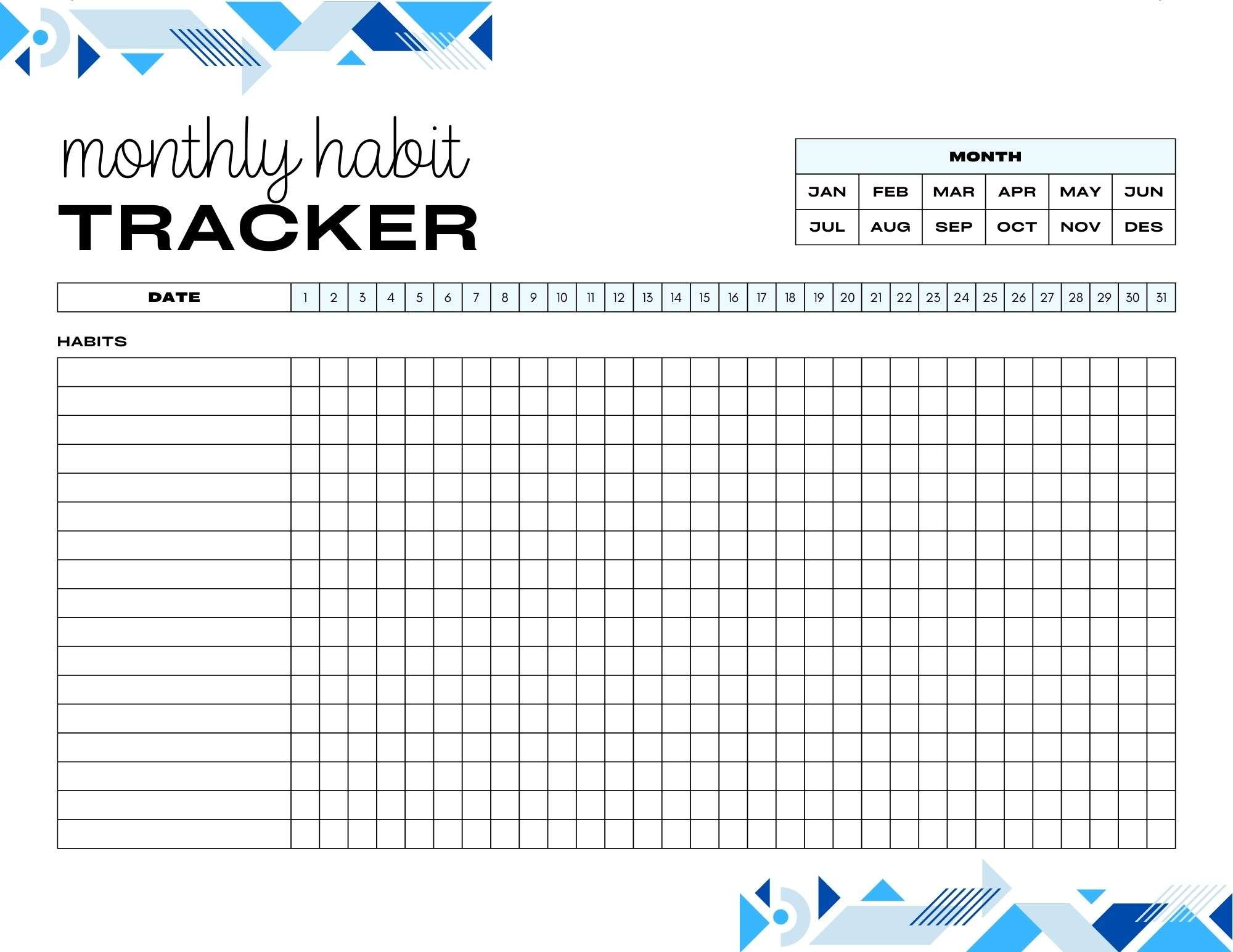 printable habit tracker,  PDF, Free Printable