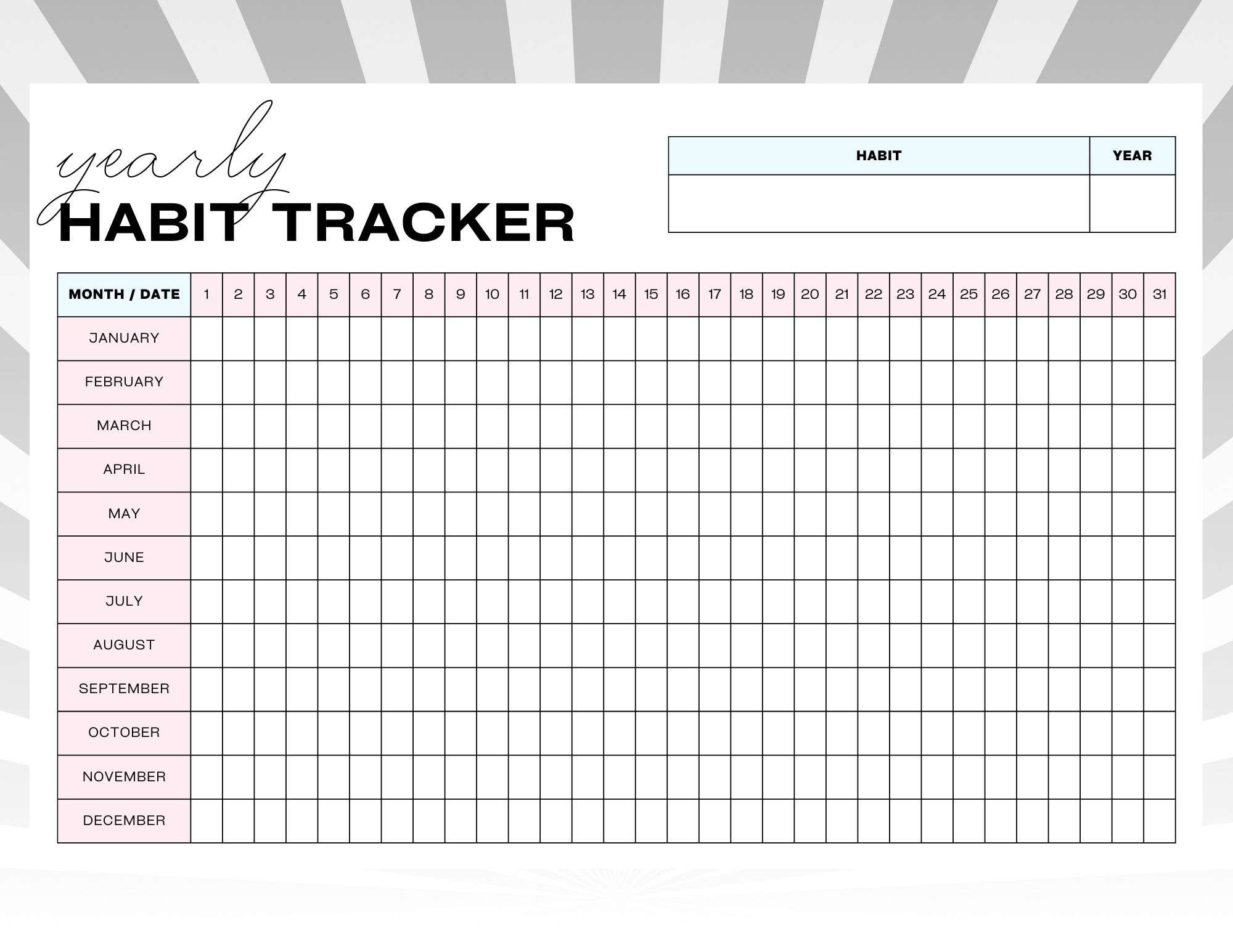 printable habit tracker,  PDF, Free Printable