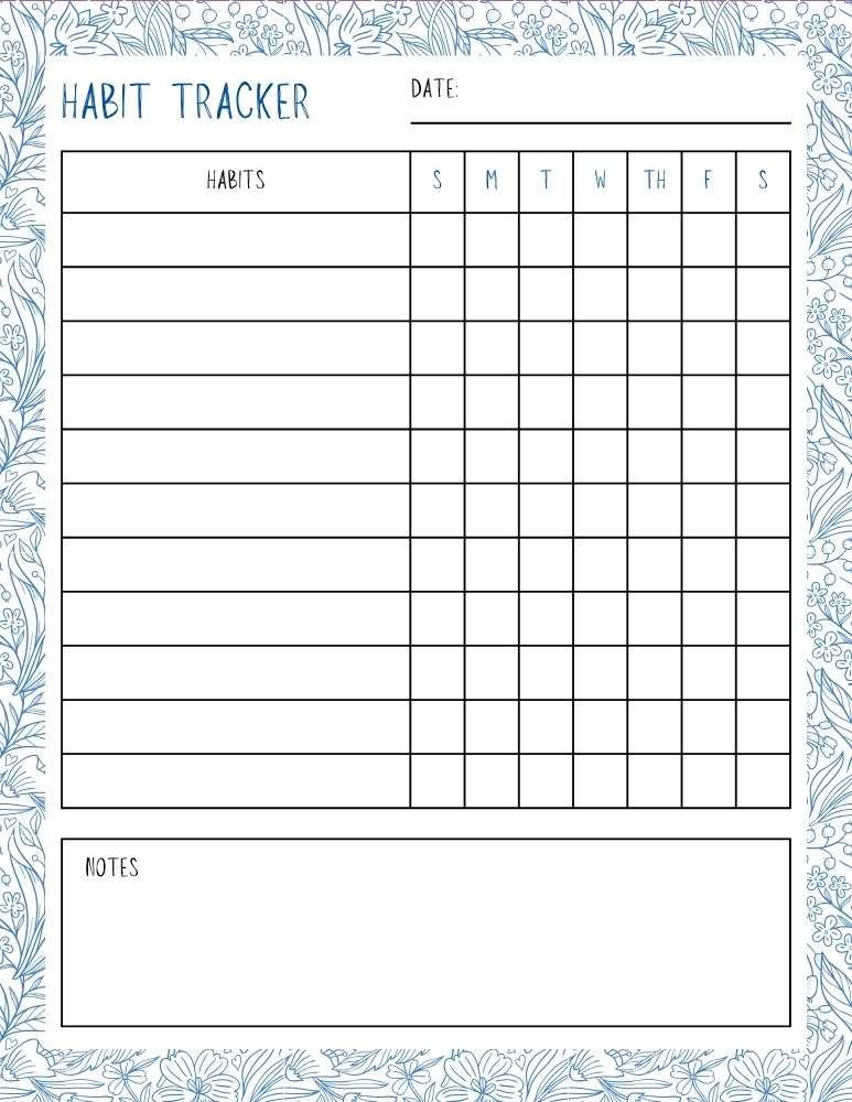 printable habit tracker,  PDF, Free Printable