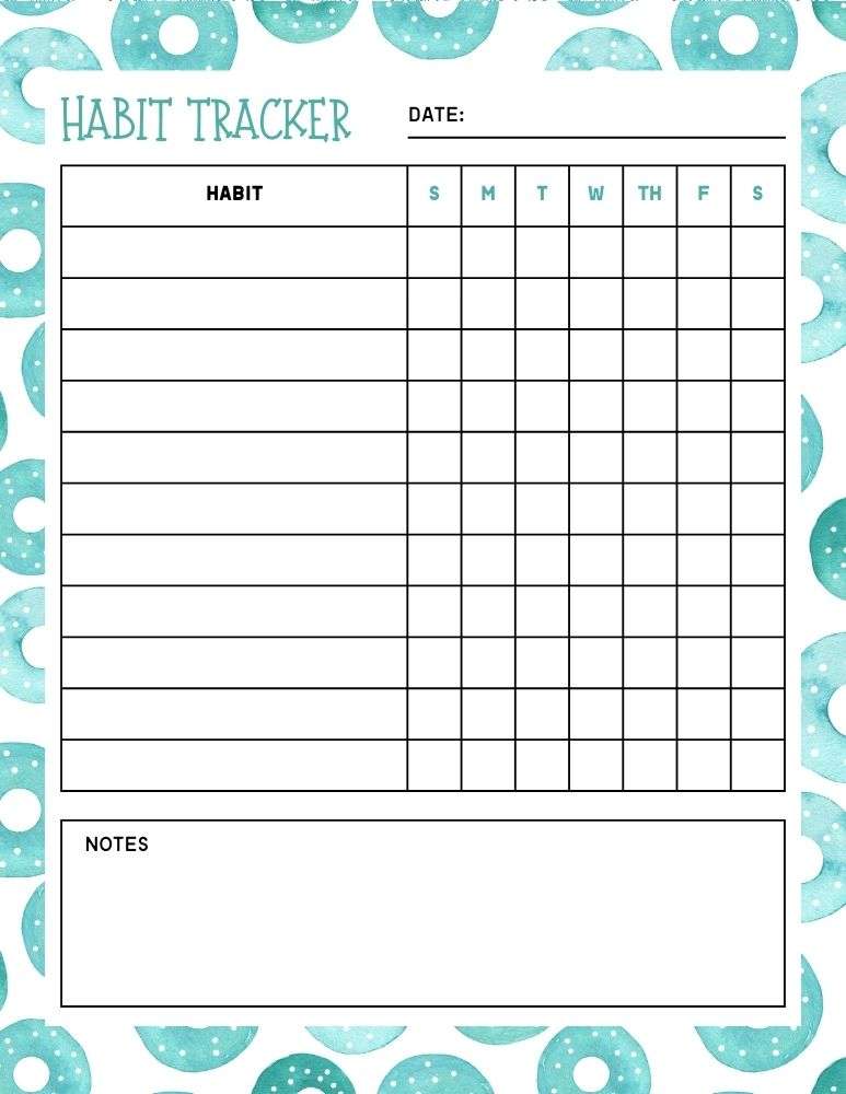 printable habit tracker,  PDF, Free Printable