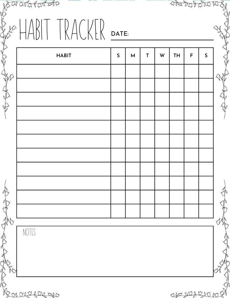 printable habit tracker,  PDF, Free Printable