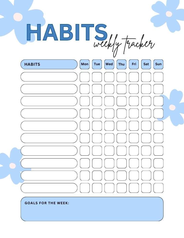 printable habit tracker,  PDF, Free Printable