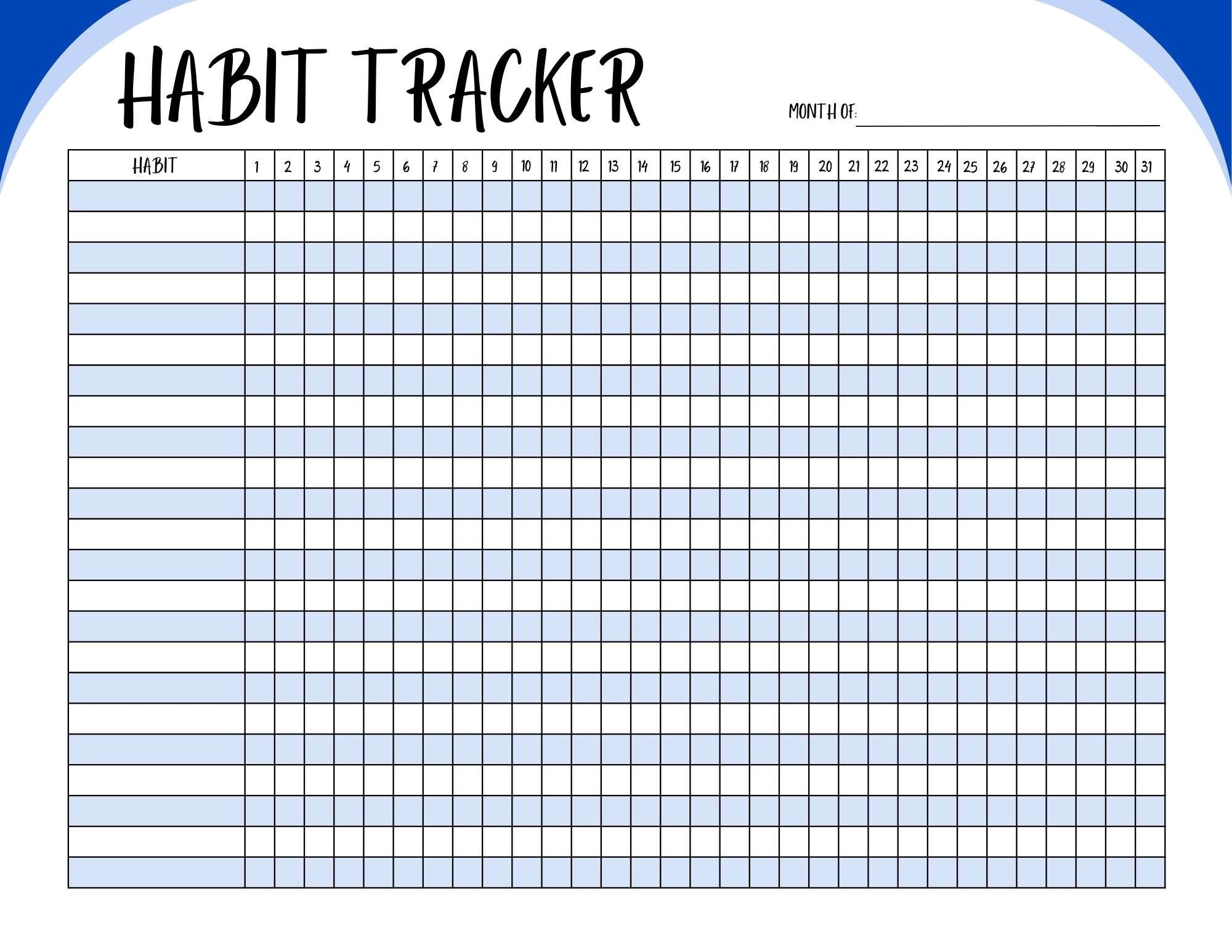 printable habit tracker,  PDF, Free Printable