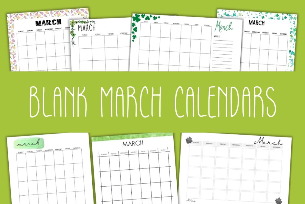 blank march calendars