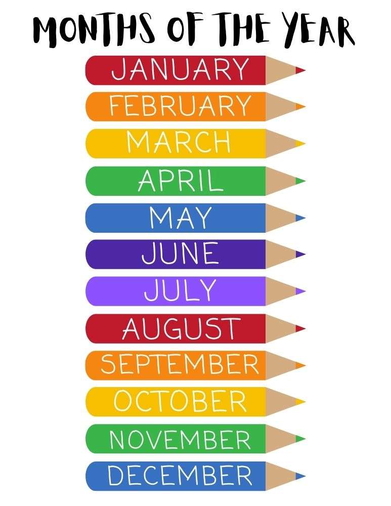 printable months of the year chart,  PDF, Free Printable