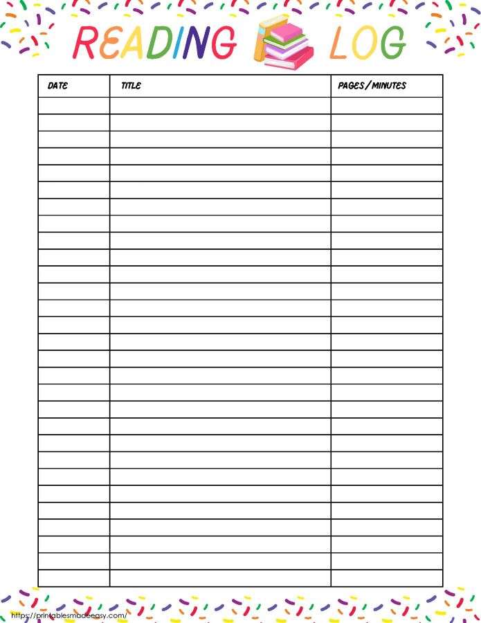 printable reading log,  PDF, Free Printable