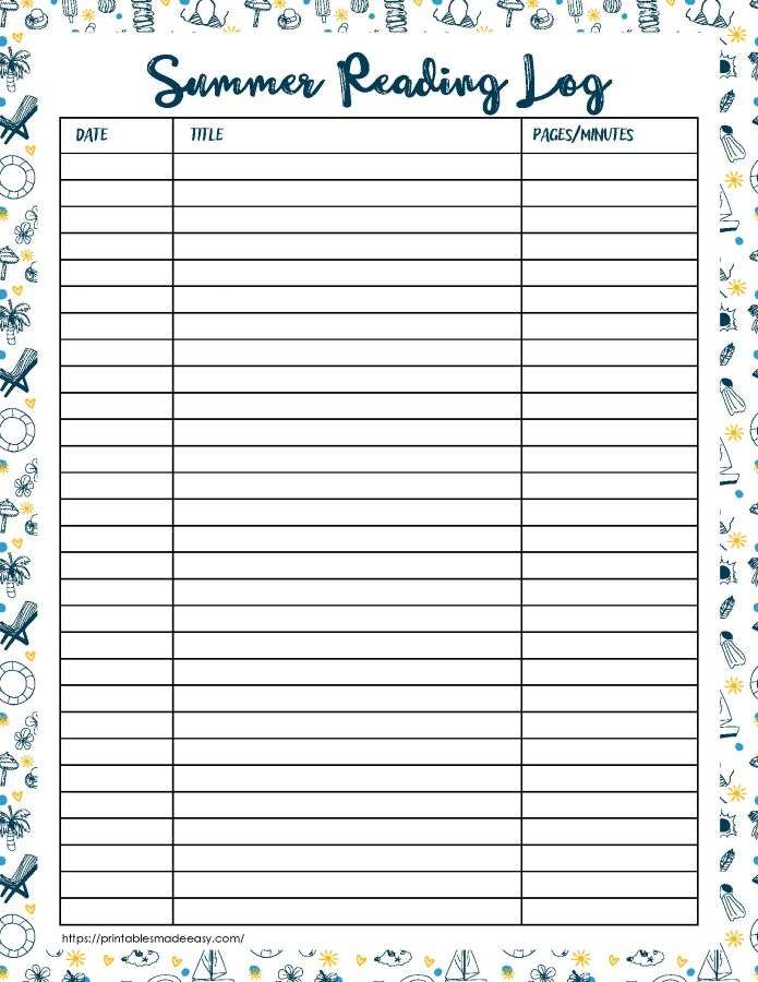 printable summer reading log,  PDF, Free Printable