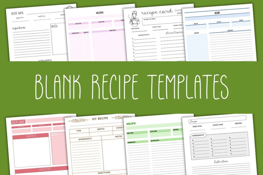 printable blank recipe card templates