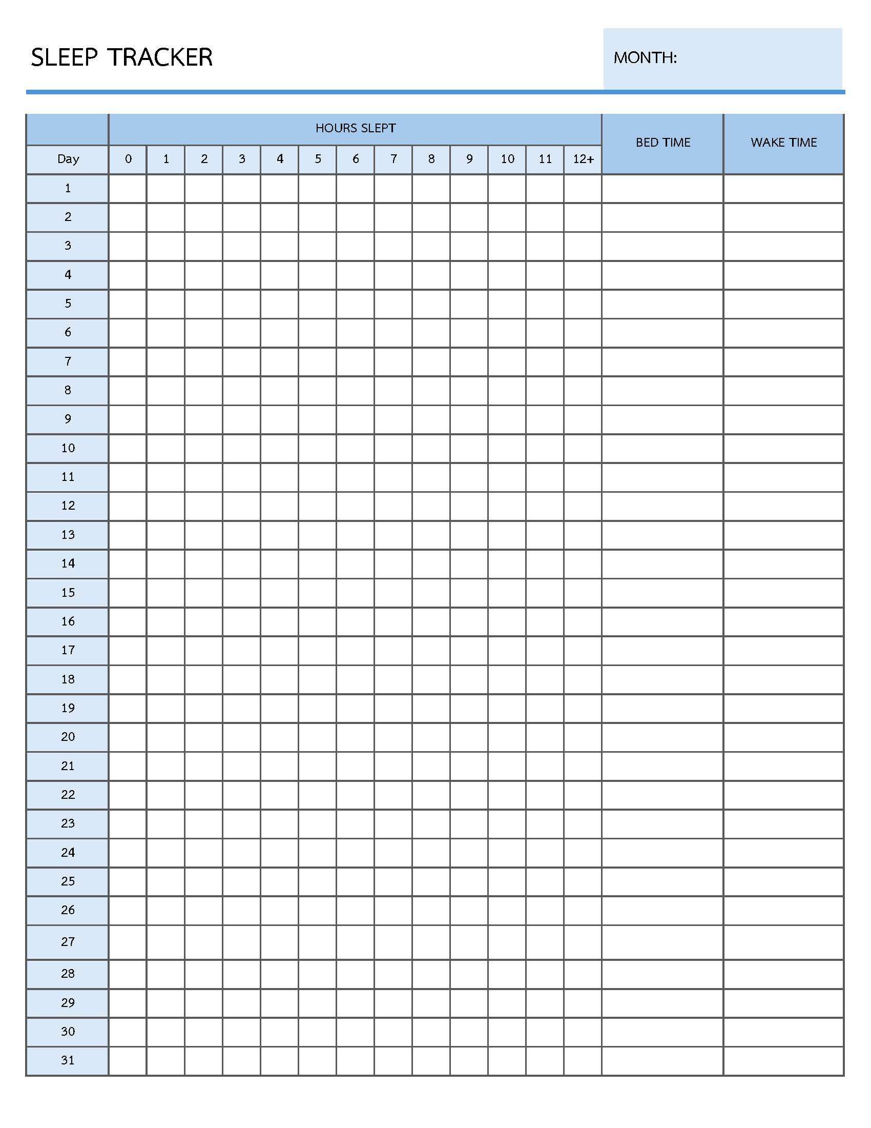 printable sleep tracker,  PDF, Free Printable