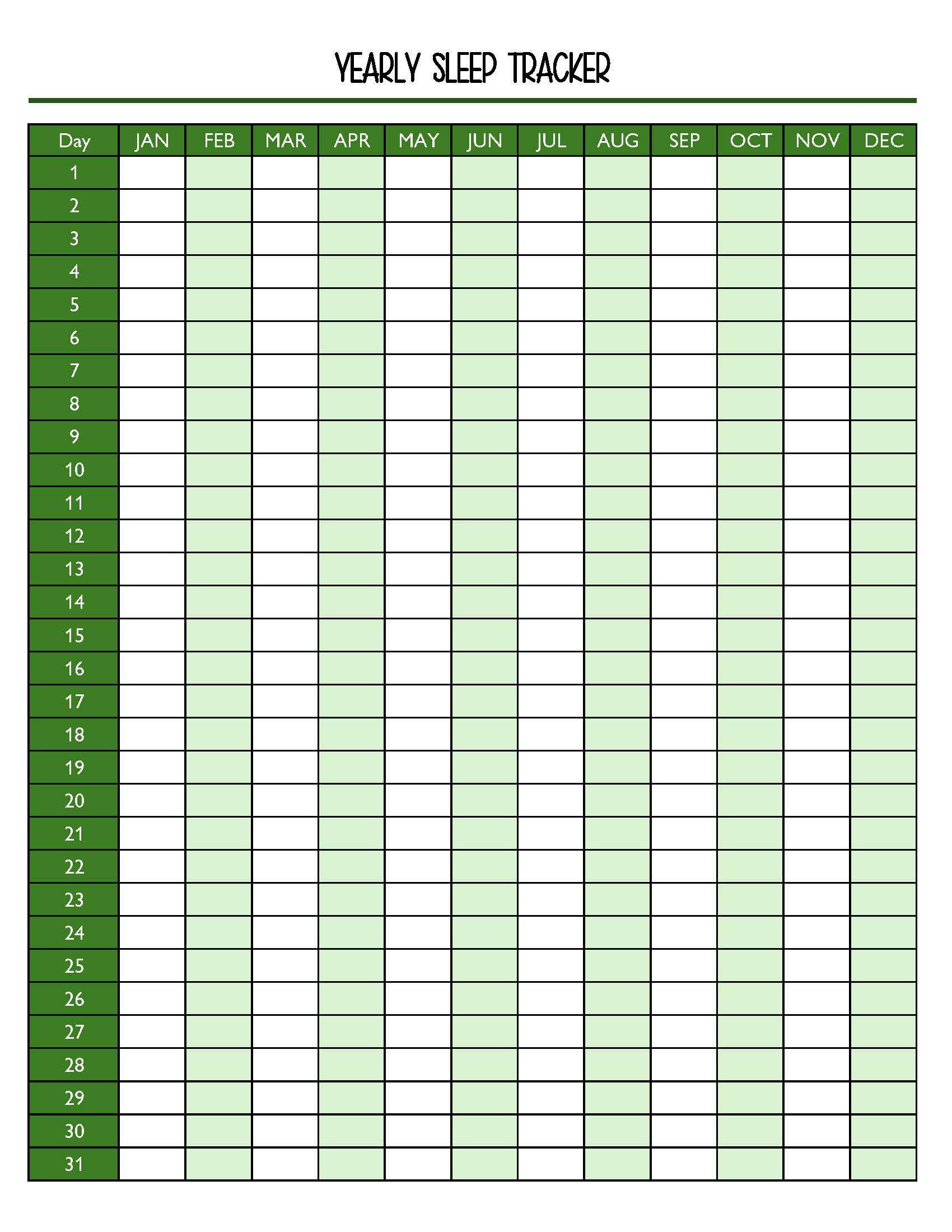 printable sleep tracker,  PDF, Free Printable