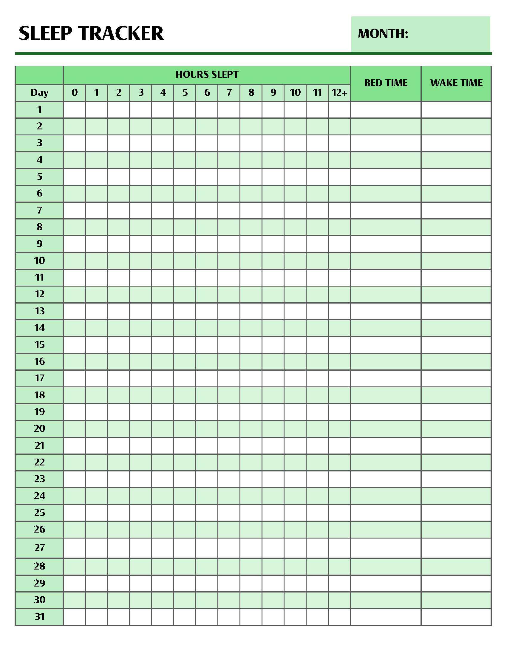 printable sleep tracker,  PDF, Free Printable